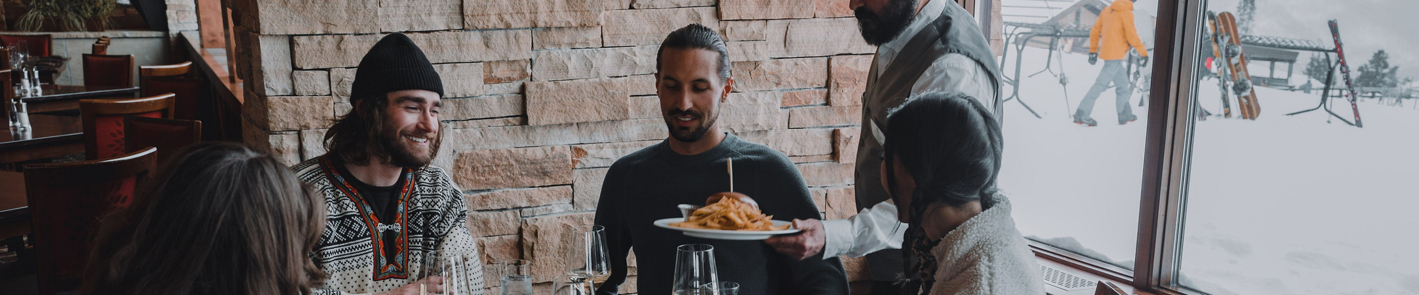 Friends Being Served Lunch at Vail