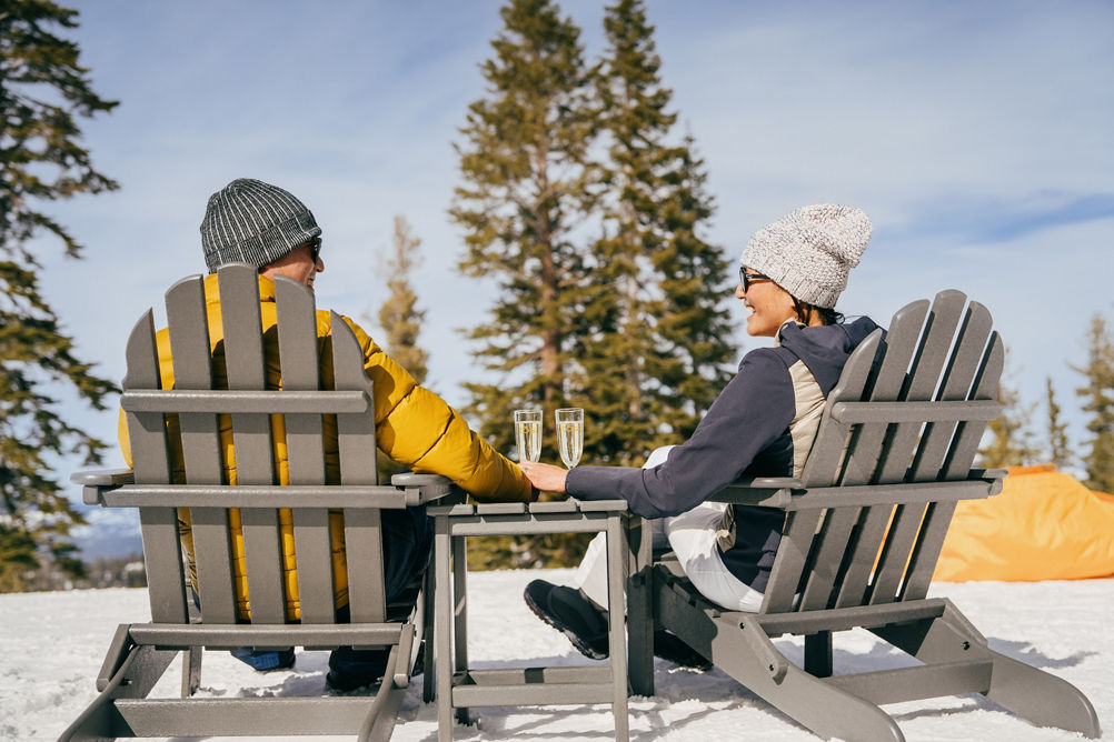Couple Enjoys Sipping on Champagne at Northstar's Tost Bar