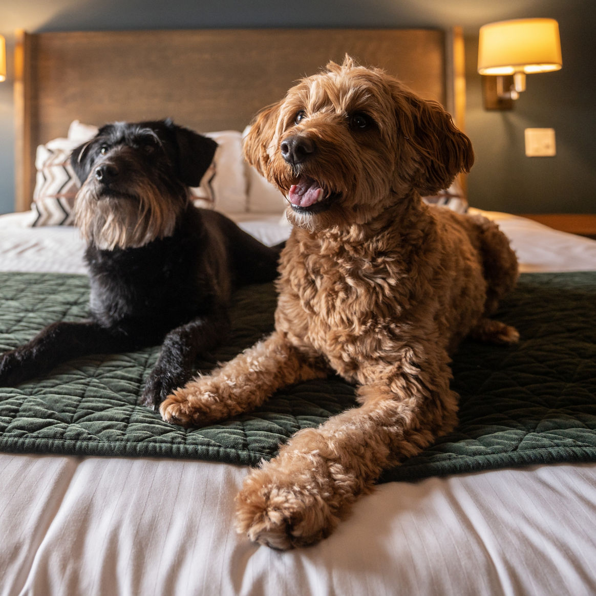Evolution Interior with Dogs on Bed at Whistler Blackcomb