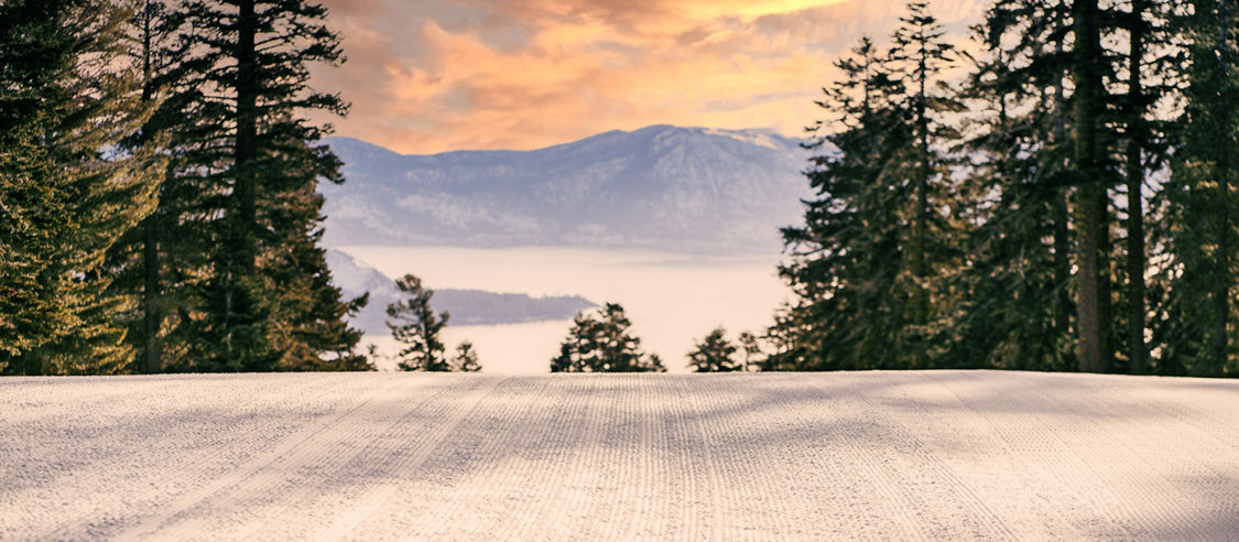 Sunrise Over Freshly Groomed Trail at Northstar