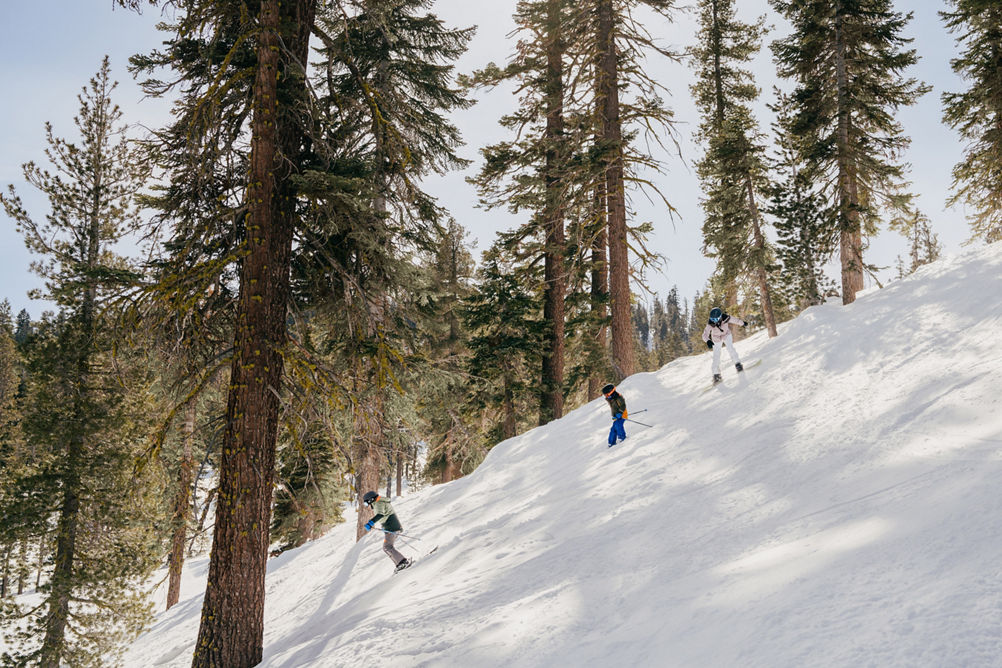 Family Skis Down Intermediate Terrain at Northstar