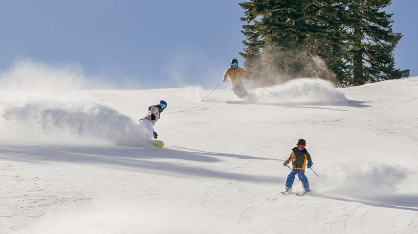 Family Skis Down Intermediate Terrain at Northstar