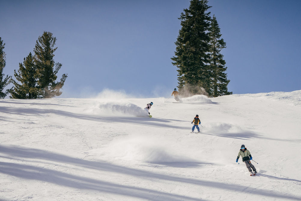 Family Skis Down Intermediate Terrain at Northstar
