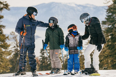 Family Stands in the Middle of a Trail at Northstar