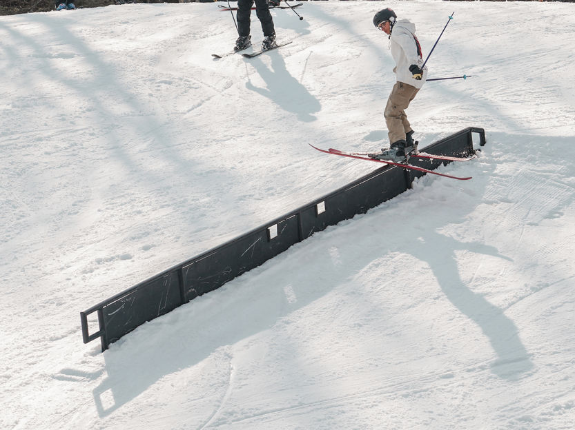 Skier Hits Terrain Park at Roundtop
