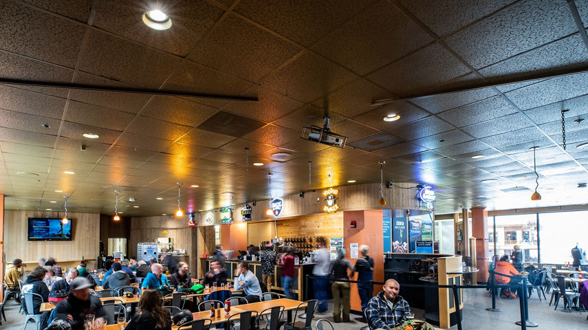 Resort Guests Enjoying Lunch at Foggy Goggle at Stevens Pass