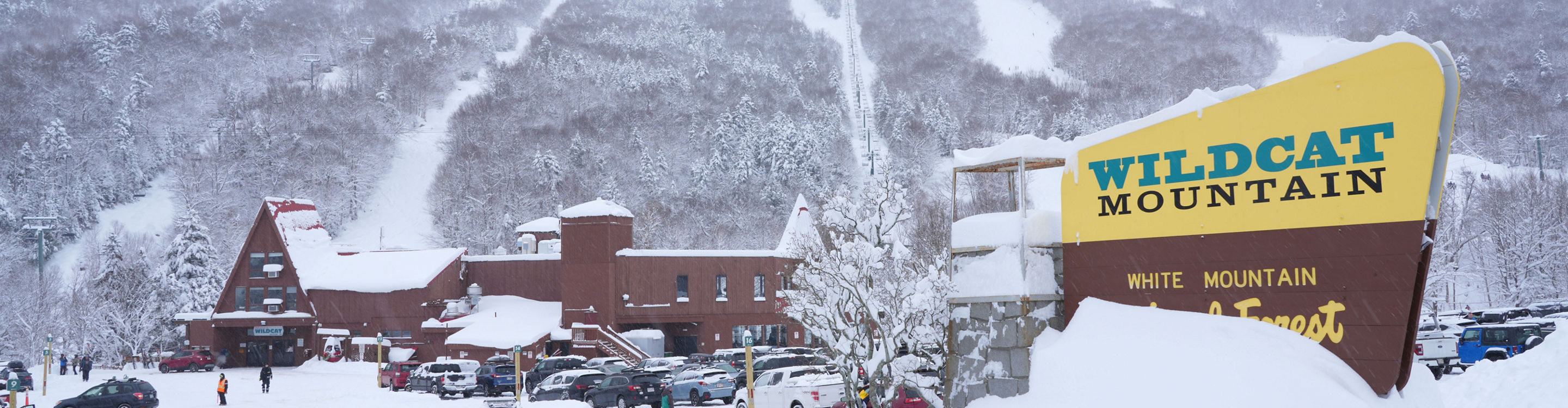 Snowy Wildcat Mountain Signage and Resort Base Area