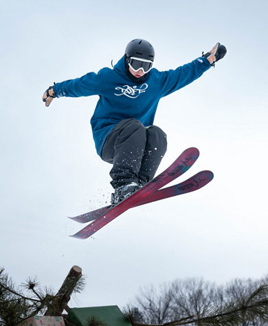 Skier Jumps at Crotched Terrain Park