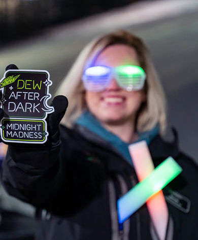 Crotched Guest Flashing Dew After Dark Midnight Madness Sticker