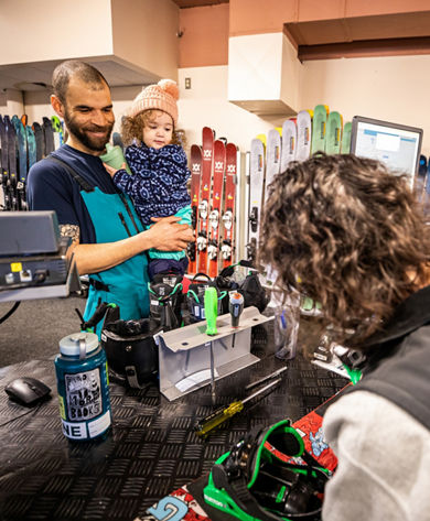 Family Checking Out Rental Gear at Stevens Pass