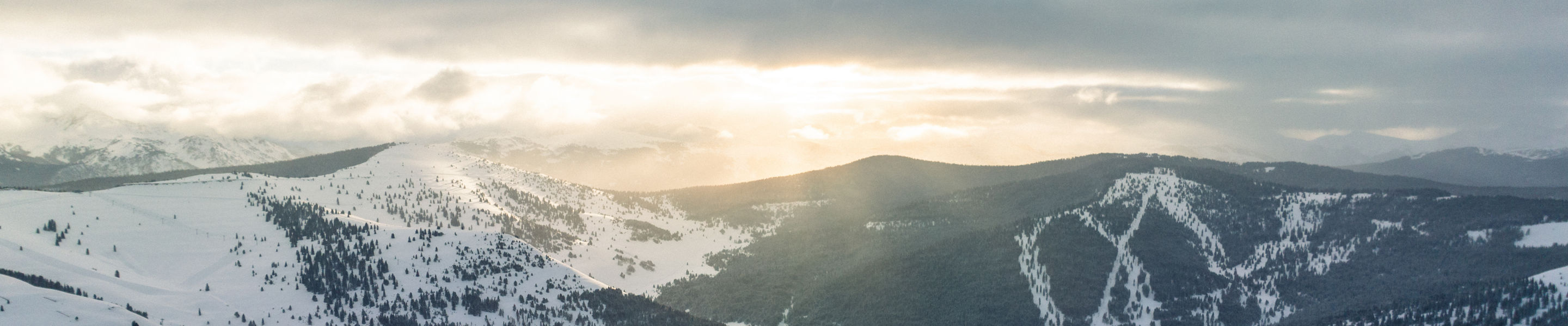 Aerial View of Snowy Vail Mountain