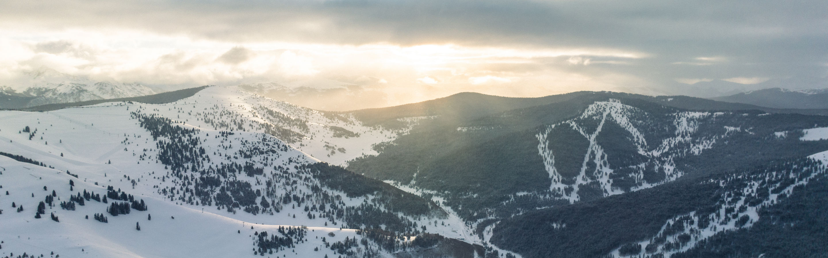 Aerial View of Snowy Vail Mountain
