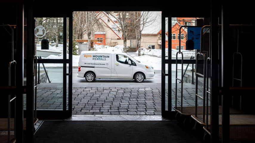 Epic Mountain Rentals Delivery Van (no logo) Arrives at Locationat Whistler Blackcomb