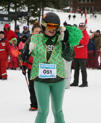 Competitor at the Slush Cup Event at Mount Sunapee