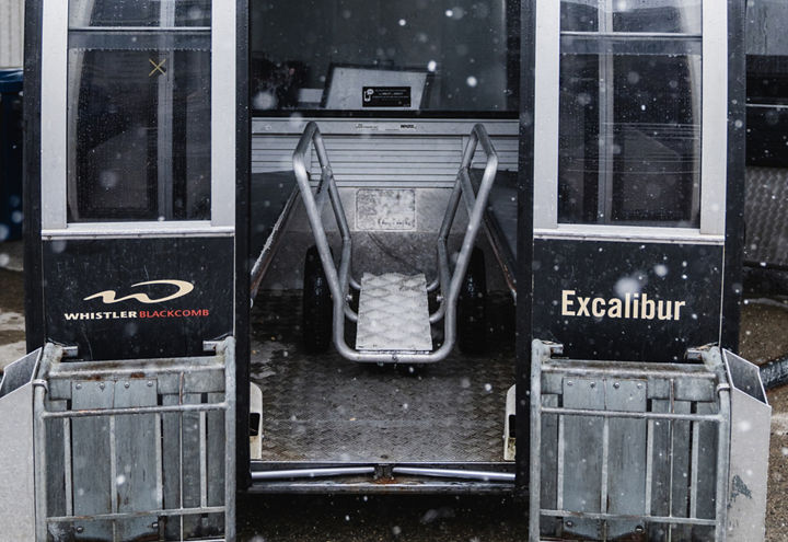 Rupert Roller Next to Excaliber Gondola at Whistler Blackcomb