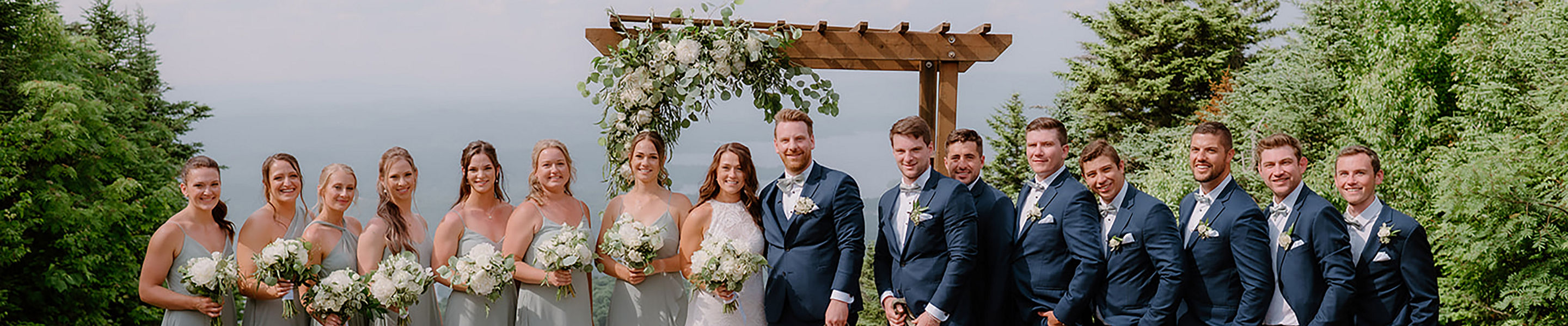 Summer Wedding Party Portraits at Mount Sunapee