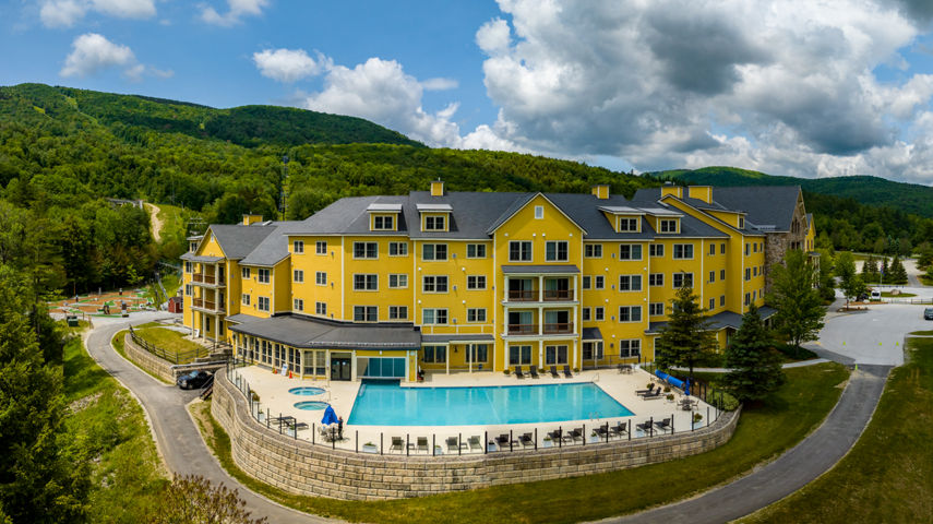 Summer Aerial Image of Jackson Gore Lodge at Okemo
