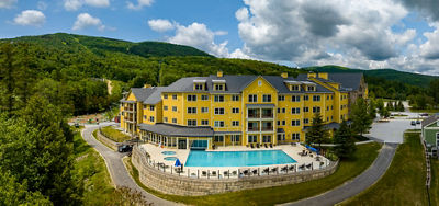 Summer Aerial Image of Jackson Gore Lodge at Okemo