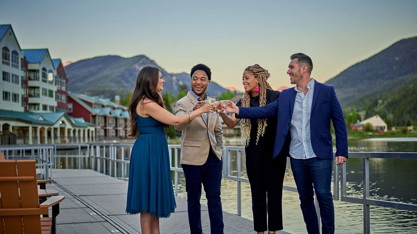 Group of Colleagues Enjoying Cocktails on a Summer Day at Keystone