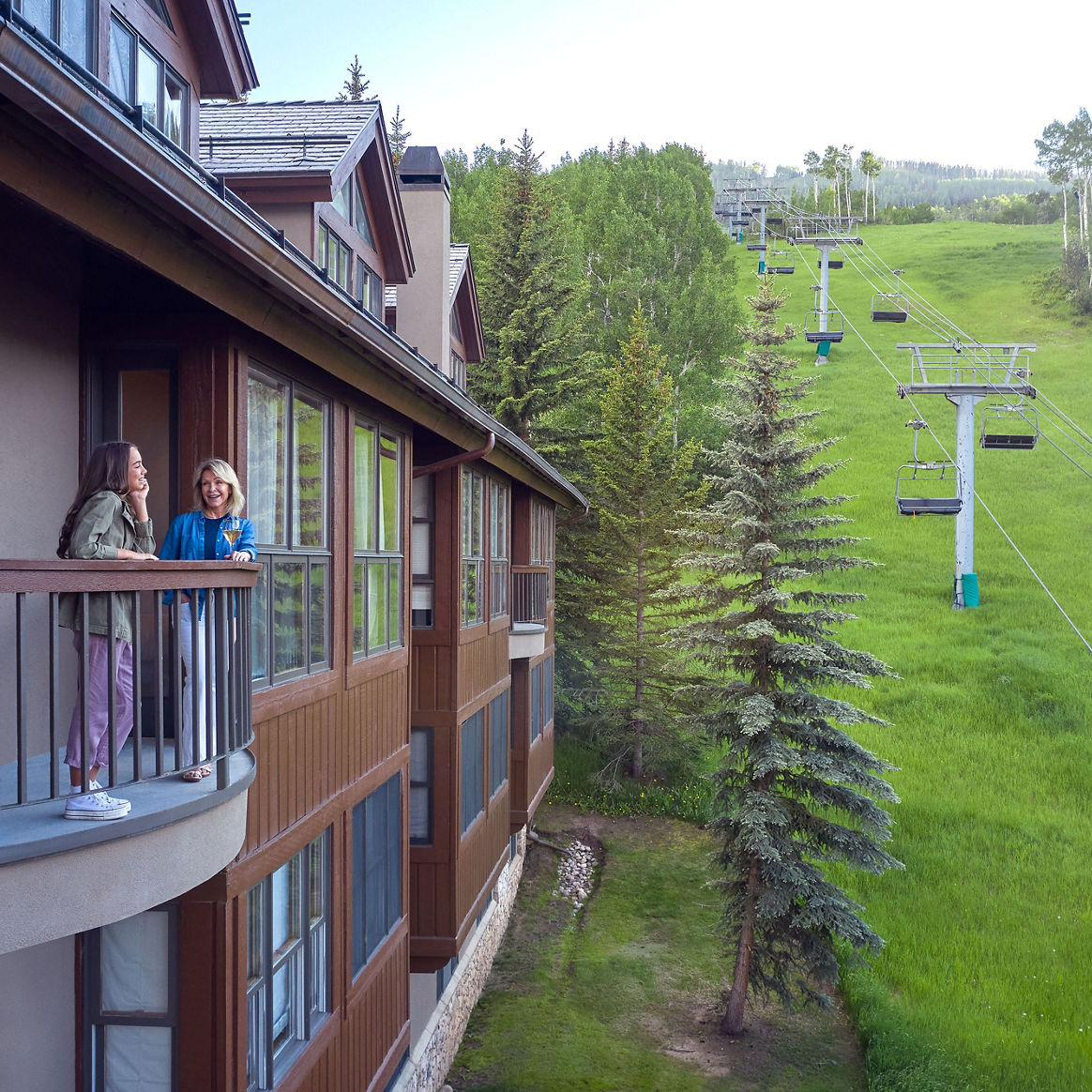 Grandmother and Granddaughter Enjoy Beaver Creek Summer at the Osprey Balcony
