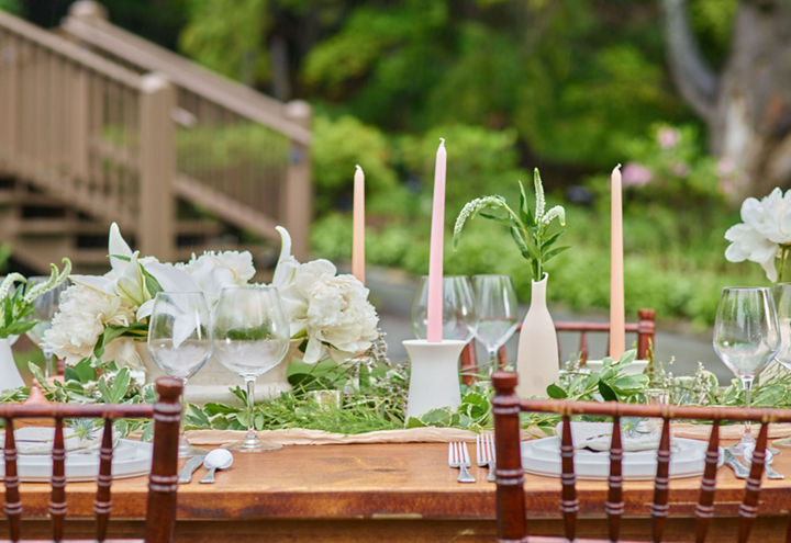 Summer Wedding Reception Tablescape at Seven Springs