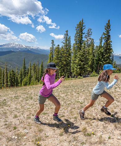 Sisters Hiking Up Dercum Mountain at Keystone During Summer