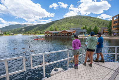 Family Feeding Geese at Keystone Lakeside Village