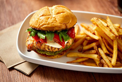 Coop Chicken Caprese Sandwich with Fries Plate