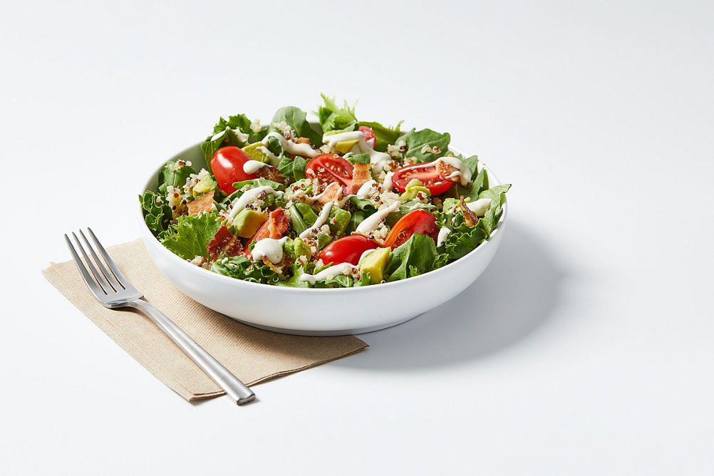 Bacon Avocado Salad Grains and Greens Plate