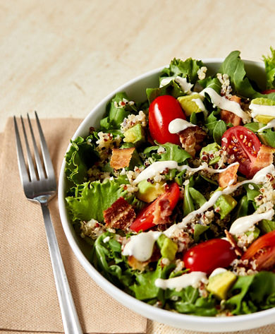 Bacon Avocado Salad Grains and Greens Plate