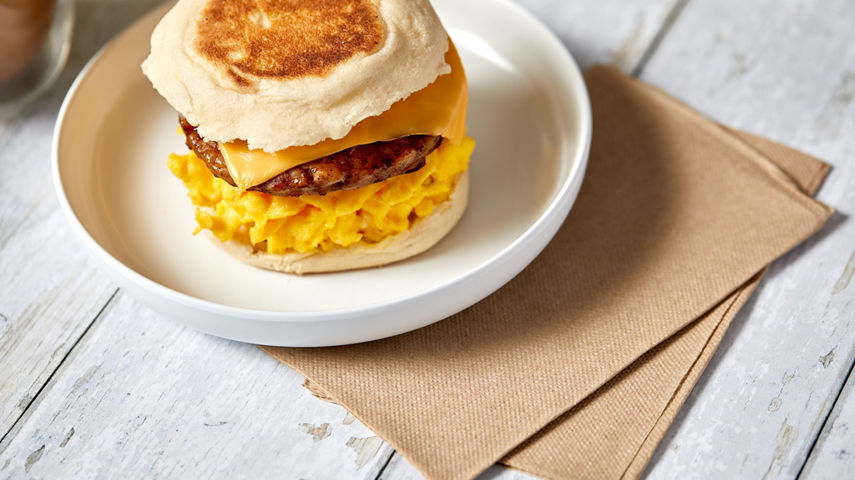 First Tracks Sausage Cheese English Muffin Plate