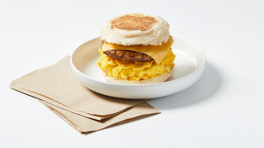 First Tracks Sausage Cheese English Muffin Plate