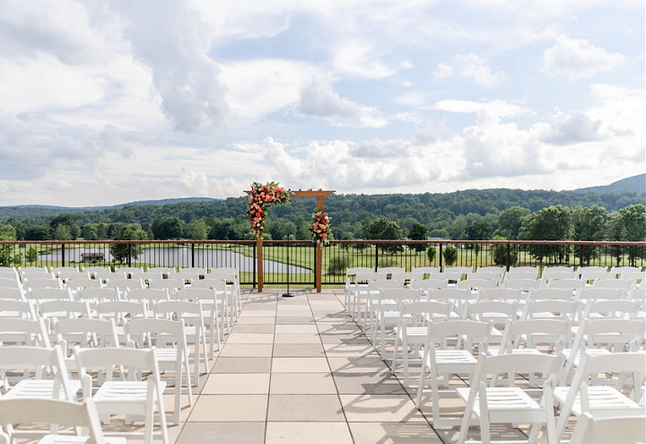 Summer Wedding Ceremony Setup at Overlook at Liberty Mountain