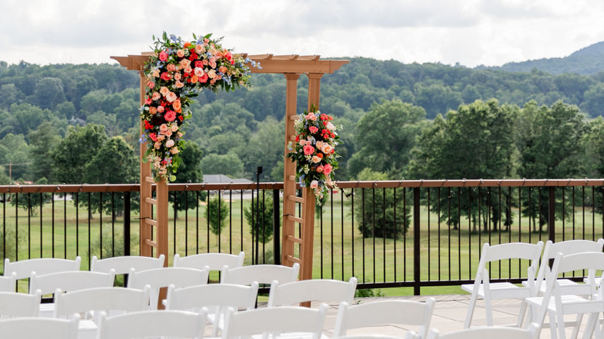 Summer Wedding Ceremony Setup at Overlook at Liberty Mountain