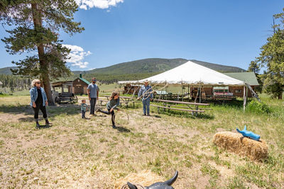 Family Lassoing after Summer Scenic Wagon Ride at Keystone