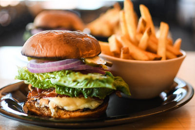 Burger and Fries at Rendezvous at Whistler Blackcomb
