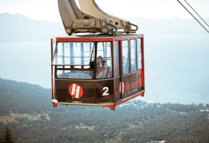 Scenic View of Bride and Groom in Gondola at Heavenly