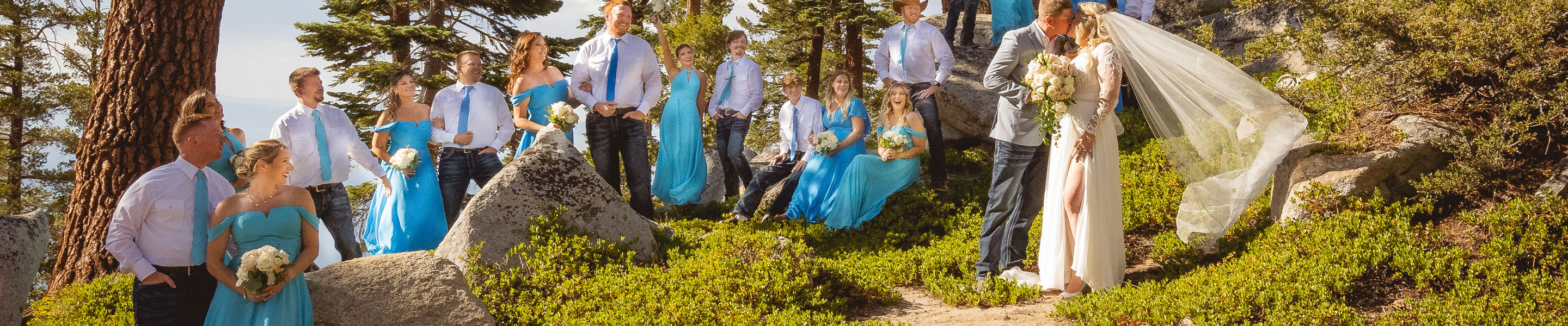 Scenic Summer Image of Wedding Bridal Party at Heavenly Lakeview Lodge