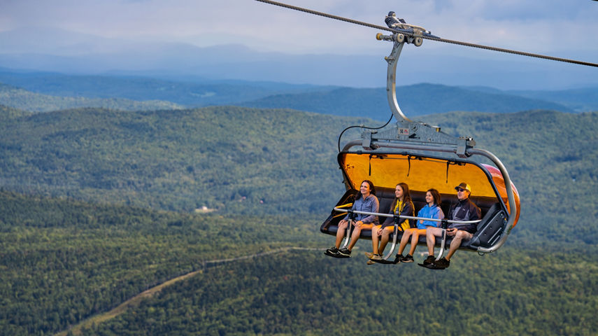 Family Takes a Scenic Chairlift Ride at Okemo