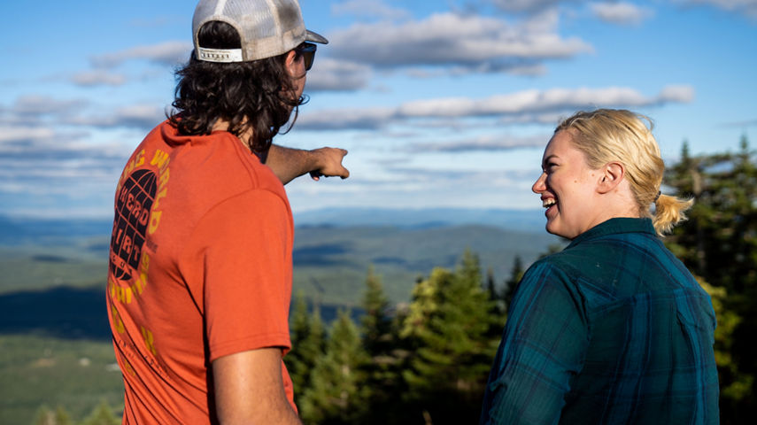 Friends Enjoy Summer Scenic Views During Sunset at Okemo