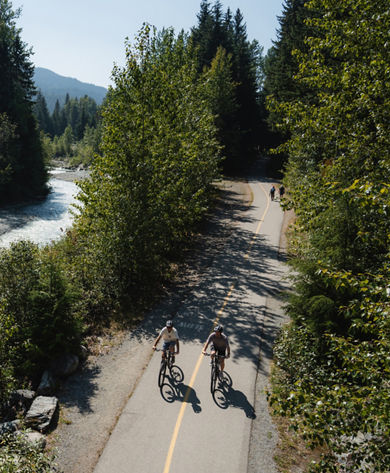 Friends Enjoy Summer Bike Ride in Whistler Blackcomb