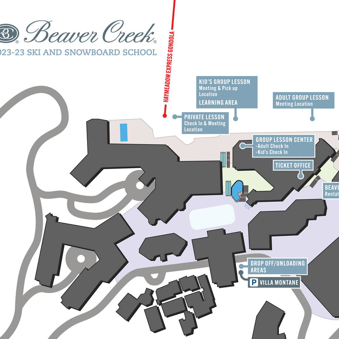 Beaver Creek Ski Ride School 2023-2024 Trail Map