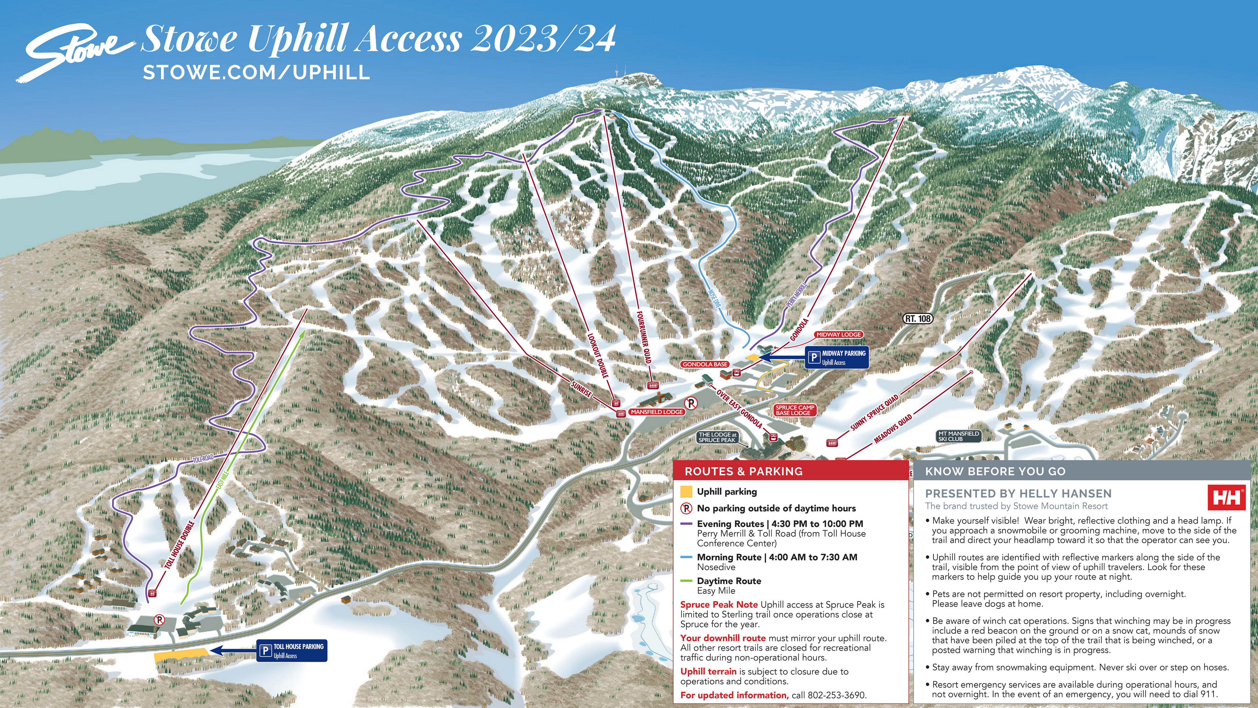 Stowe Winter 2023-2024 Uphill Access Map