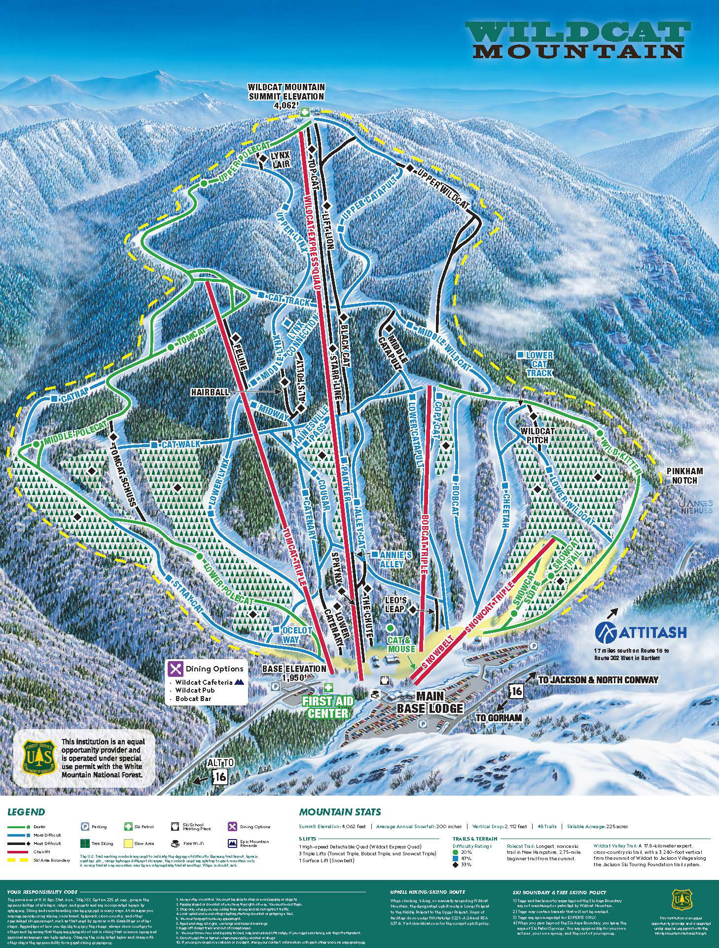 Wildcat Mountain Winter 2023/2024 Trail Map