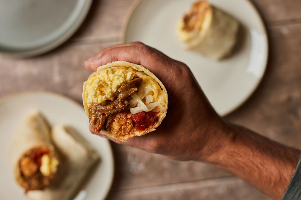 Carnitas Breakfast Burrito at Kirkwood Monte Wolfe