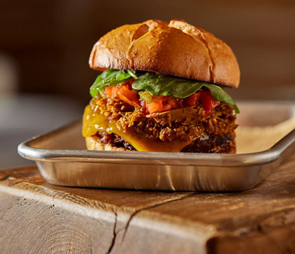 Pork Green Chile Topped Burger at Keystone Summit House