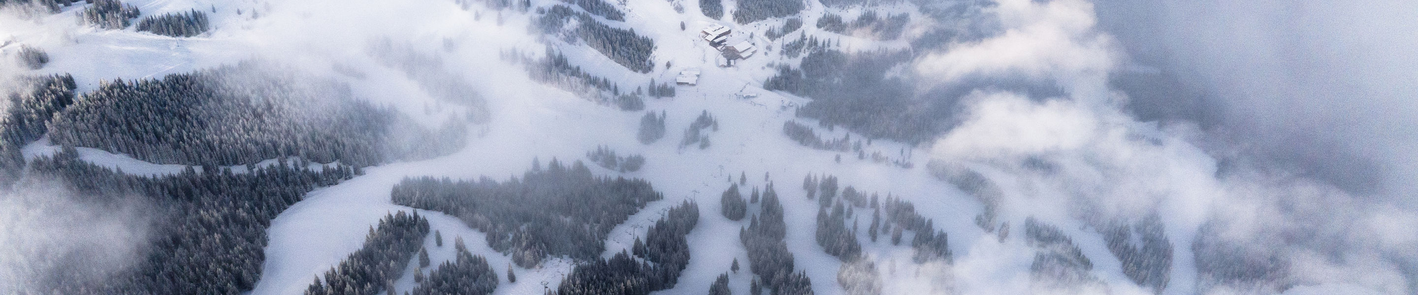 Aerial View of Snowy Ski Runs at Vail