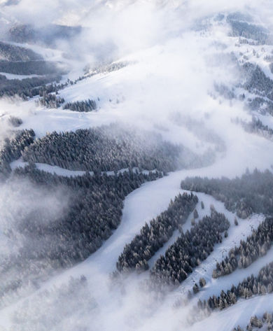 Aerial View of Snowy Ski Runs at Vail