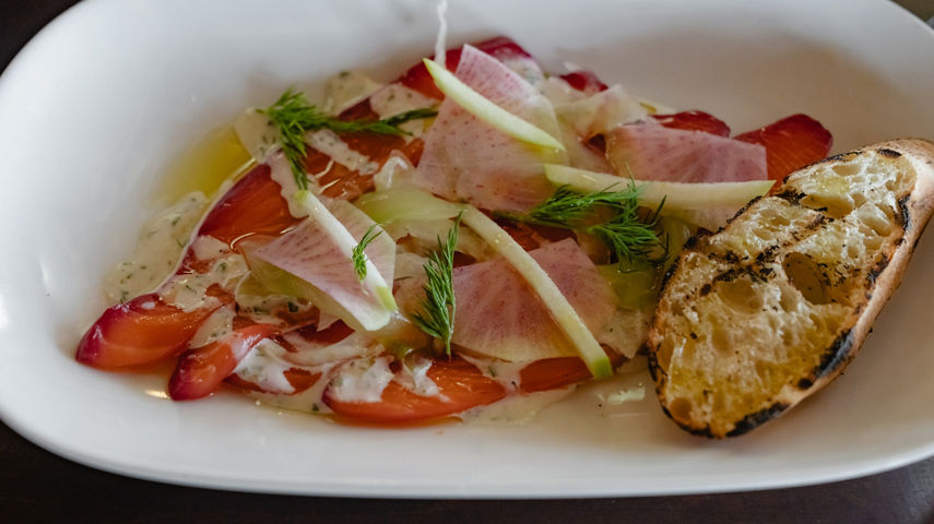 Starter Salmon Salad Dish at Whistler Blackcomb Steeps Grill 