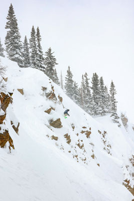 Adam Bembenek Skis Down Rocky Terrain at Crested Butte